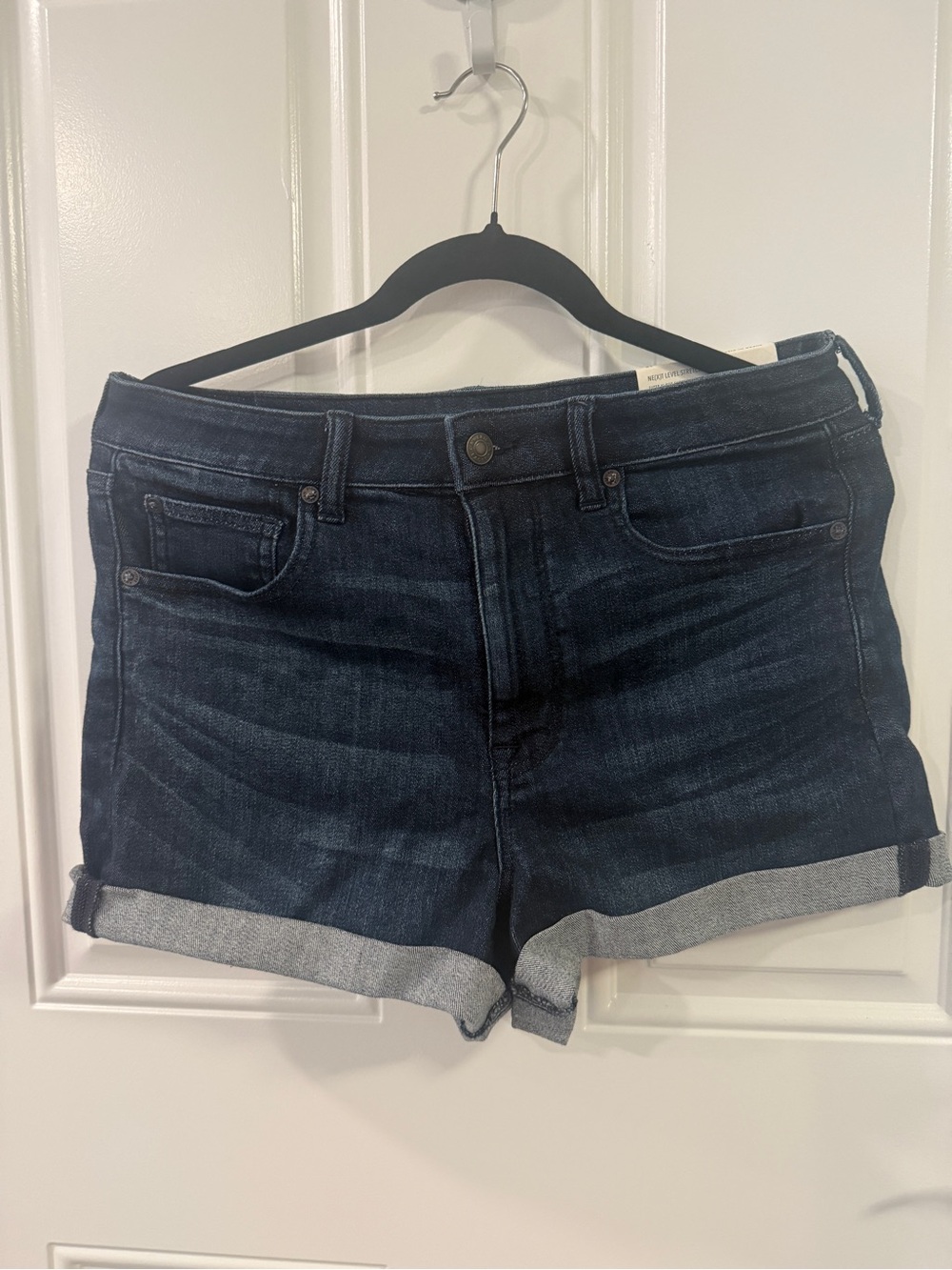 American Eagle Super Hi-Rise Shortie Shorts Size 12 NWT Dark Blue